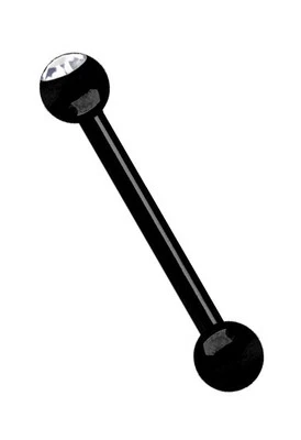 MODERN NATURE PIERCING-SCHMUCK Piercing Gioielli Lingua Barra Bilanciere 1,6mm Nero Con Una 4mm Zirconia Sfera