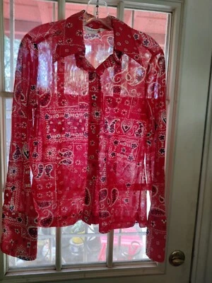 Винтажная женская нейлоновая рубашка хиппи диско 70-х, дамская стрела, платок с принтом - Изображение 1 из 4