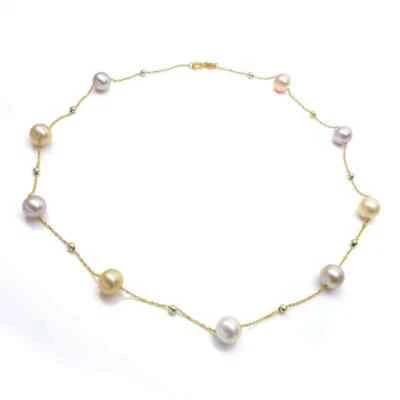 Collar Gargantilla Estación Perla Multicolor Agua Dulce Real 7-8mm Oro Amarillo 18K Foto 1 de 4