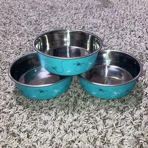3 ciotole blu per cani di piccola taglia 15 oz 5,5”P x 1,75”H fondo in gomma acciaio inox - Foto 1 di 4