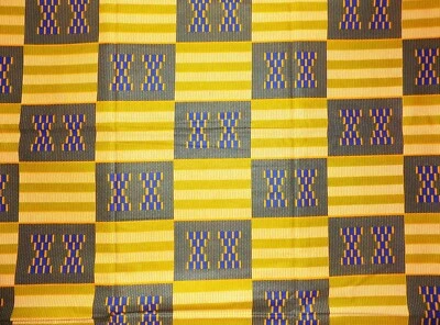 African Gold Kente Fabric 3 yards - Image 1 of 2