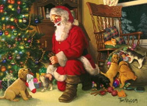 Cobble Hill Santa's Lucky Stocking 350 Piece Jigsaw Puzzle By Tom Newsom - Picture 1 of 4
