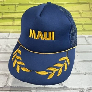 Maui Hawaii Trucker Hat Snap back Cap Mesh Rope Foam Hawaiian Scramble Leaf - Picture 1 of 6