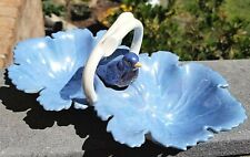 9.5" Long BIRD DOUBLE HANDLED Serving Candy Nut DISH BOWL Vintage Blue 1967