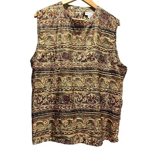 Sara Stephen Vintage Womens Multicolor Granola 100% Silk Sleeveless Blouse Large - Picture 1 of 4