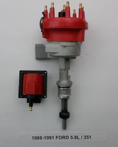 1988-1991 FORD 5.8L 351 EFI DISTRIBUTOR + 48,000 VOLT HI-OUTPUT EFI COIL  - Foto 1 di 2