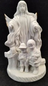 De colección Bisque Ángel de la Guarda con Niños Figura 7”x4” Luz Nocturna Lámpara Posible - Imagen 1 de 9