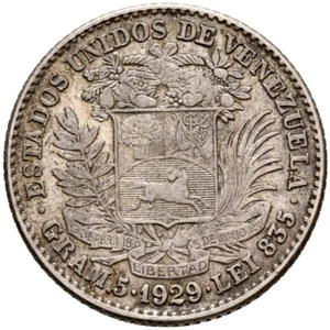 ☆ VENEZUELA 1929 ☆ 1 BOLIVAR • SILBER 0,835 • PHILADELPHIA ☆ 23mm KM# Y22 ☆C5854 - Bild 1 von 4