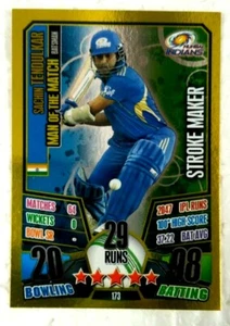 INDIA TOPPS IPL CRICKET TRADING CARD GOLD FOIL SACHIN TENDULKAR MAN OF THE MATCH - Picture 1 of 2