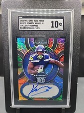 2022 Wild Card Auto Mania Kenneth Walker Raindow Sparkles 1/1 Auto SGC 10