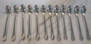 12 Farberware Reiher Eistee Dessert Eisbecher Löffel Edelstahl Besteck Rippen - Bild 1 von 3