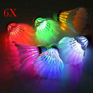 6er Set LED Federball Badmintonball leuchtend Leuchteball Spiel Bunt Kreativ DE - Bild 1 von 4