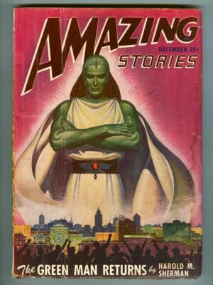 Rare December 1947 AMAZING STORIES Pulp Magazine! GREEN MAN RETURNS by Sherman! - Image 1 of 4