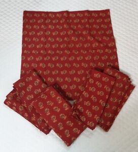 William Sonoma Napkins Set Of 10 Floral Print Maroon Red Yellow