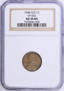 1944-D/S OMM FS-502 (021) Lincoln Wheat Penny Cent 1C PCGS AU 50 D Over S - Picture 1 of 5