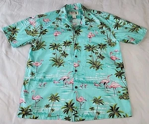 flamingo Hawaiian shirt L men's cotton Ky's made in Hawaii - Picture 1 of 12