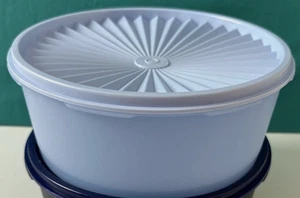 Tupperware Servalier Cookie Canister 8" Round Light Blue One Touch Seal New - Picture 1 of 3