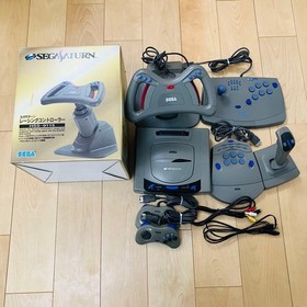 Sega Saturn Console + 2 Controllers, Racing & Mission Sticks, AV & Power Cords