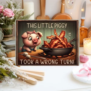Handmade 8X11 Tempered Glass Cutting Board-Humor-Pig-Bacon-Kitchen-Gift - Picture 1 of 1