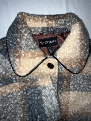Ellen Tracy Plaid Boucle Textured Midweight Coat Plaid Small MultiColor - Image 1 of 4