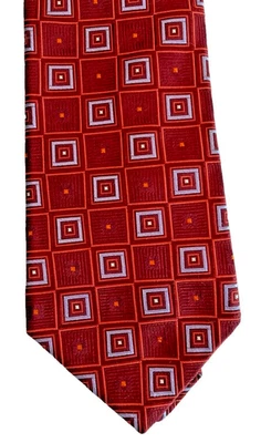 John W Nordstrom Repp Necktie 100% Silk Designer Burgundy Gray Tie 58x4” VTG - Image 1 of 4