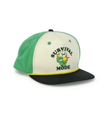 Cap NWT Minecraft Survival Mode Design Youth Snapback OSFM Hat White/Green/Black - Image 1 of 4