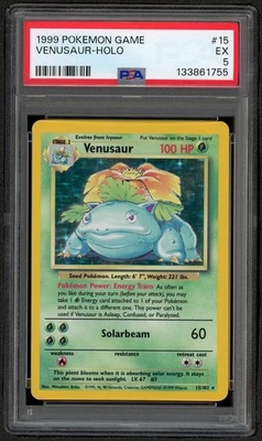 1999 Pokemon Base Set Venusaur Holo Rare Card 15/102 PSA 5 EX - Image 1 of 2