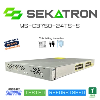 🔀 Cisco Catalyst WS-C3750-24TS-S | 24-Port Fast Ethernet Managed Switch ⚡ - Image 1 of 2