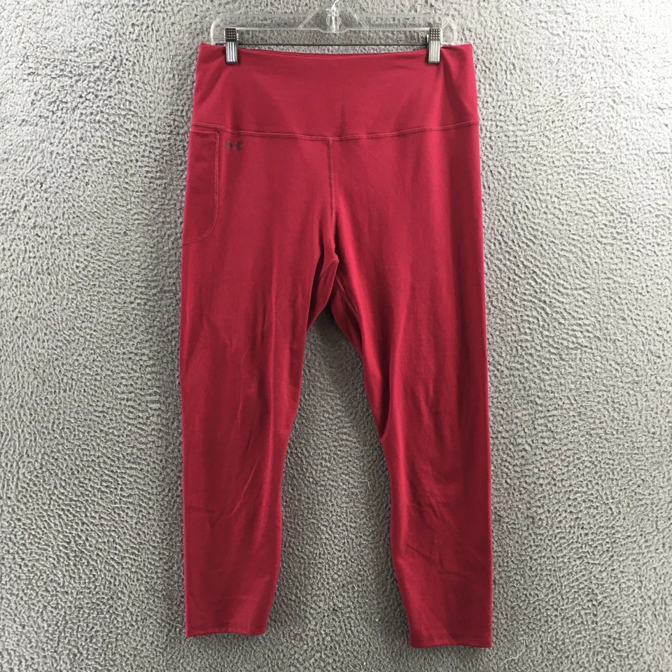 Leggings capri Under Armour para mujer 1X (32x24 real) rojos tiro alto cintura elástica Foto 1 de 4