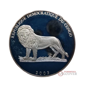 REPUBLICA DEMOCRATICA DEL CONGO 10 Francos 2003 Unión Europea plata Proof - Picture 1 of 2