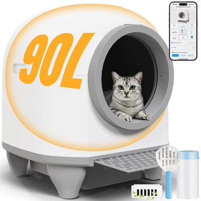 90L Katzenklo Selbstreinigende Katzentoilette WIFI APP-Steuerung Mehrere Katzen - Bild 1 von 4