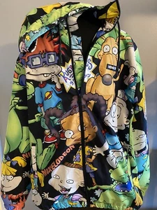 NWT Members Only Nickelodeon Rugrats Windbreaker Hooded Jacket XL Black - Picture 1 of 6