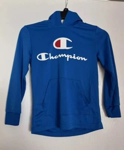 Champion Hoodie Thin Long Sleeve Youth 7/8 Blue Logo - Picture 1 of 6
