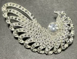 Spilla spray Sarah Coventry Evening Splendor 1968 strass tono argento vortice - Foto 1 di 9
