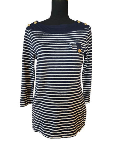 Tunica Tory Burch a righe con scollo a bateau. Taglia S