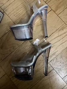 Pleaser sandali plateau SKY-308 chiaro chiaro tacco 7 pollici taglia 9 donna - Foto 1 di 9