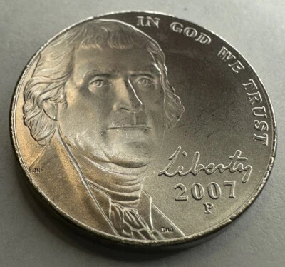 2007-P Jefferson Nickel 5cent Coin from US Mint Satin Set. Uncirculated - Image 1 of 4
