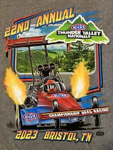 T-SHIRT NHRA DRAG RACING UFFICIALE 2023 THUNDER VALLEY NATIONALS grigia TAGLIA LARGE - Foto 1 di 4