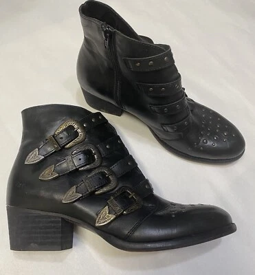 Botines de moto para mujer Musse & Cloud talla US 9-9,5 hebillas de motociclista tachonadas Foto 1 de 4