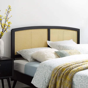 Halcyon Cane Woven Rattan King Headboard in Black - Picture 1 of 9