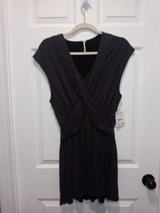 Free People Draped Front Mini Dress Size XSmall Criss Cross Black NWT $128 - Picture 1 of 7