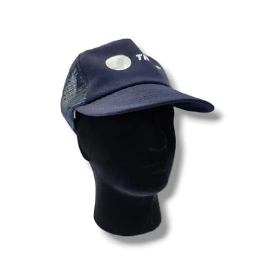 Gorra de camionero vintage Trane de malla de espuma con cierre a presión azul hecha en EE. UU. Foto 1 de 4
