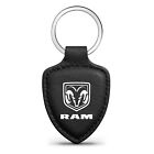 RAM Logo Soft Real Black Leather Shield-Style Key Chain