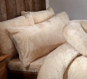 Cream Teddy Fleece Fur Body Bolster Long Pillowcase, Thermal, Nursing Pregnancy - Picture 1 of 4