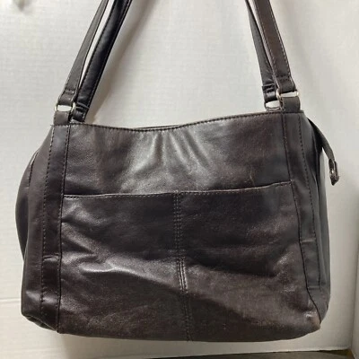 Bolsa de mão Cabin Creek marrom macia couro genuíno bolsa de ombro 11”x 10” boa - Imagem 1 de 4