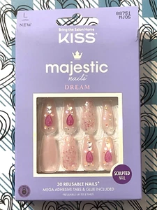 Kiss Majestic DREAM MJ05 30 Reusable Long Sculpted Nails with Glue *SEALED BOX* - Picture 1 of 15