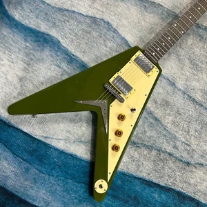 Fly-V Electric Guitar Mahogany Body Retro Green Color Tune-O-Matic Bridge - Bild 1 von 6