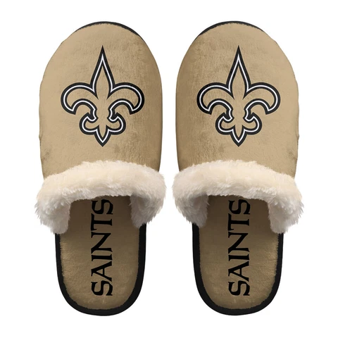 New Orleans Saints Unisex Plush Slippers Bedroom Indoor Fleece Anti-slip Shoes Cover