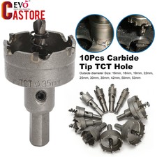 10Pcs Carbide Tip TCT Hole Saw Cutter Drill Bit Set Steel Metal Alloy 16-53mm