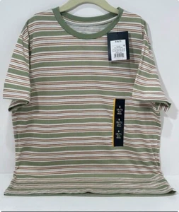 Boys' Short Sleeve Graphic T-Shirt Horizontal Striped art class Olive Green "S" - Picture 1 of 5